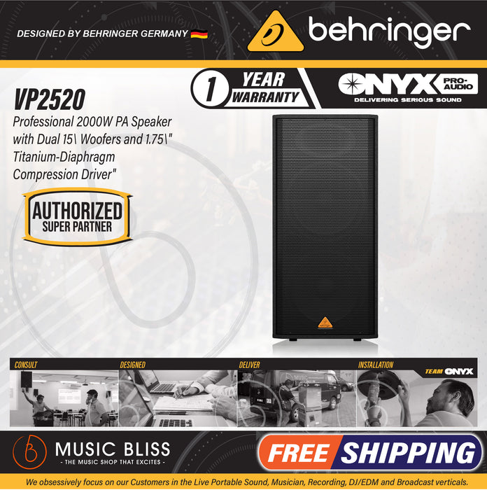 Behringer Eurolive VP2520 2000-watt Dual 15'' Passive Speaker - Music Bliss Malaysia