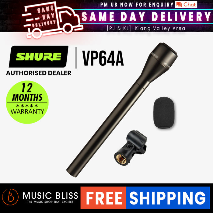 Shure VP64A Omni-Directional Handheld Dynamic Microphone for Professional Audio and Video Productions - Music Bliss Malaysia