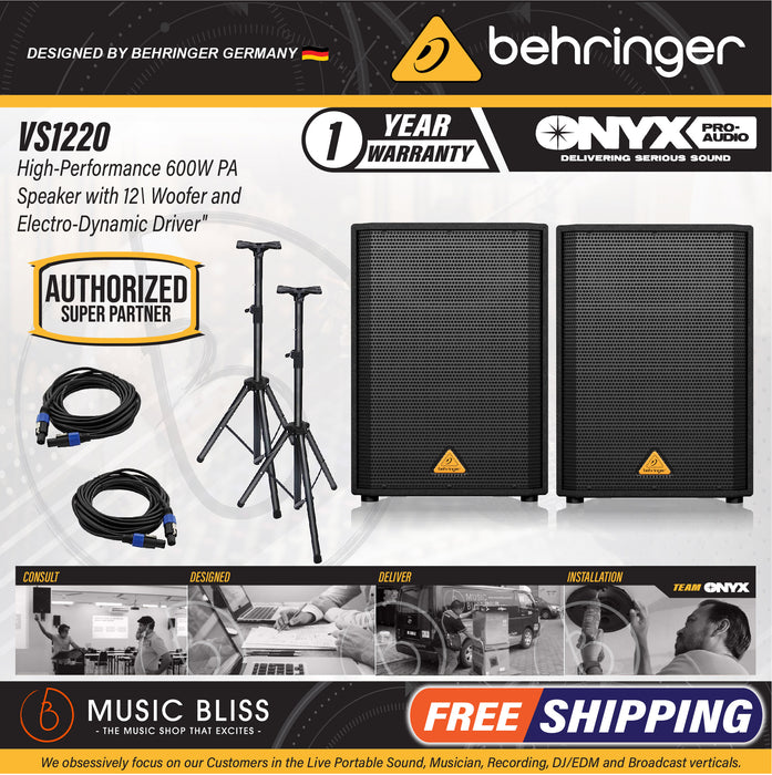Behringer VS1220 600-Watt 12inch Passive Speaker - Pair - Music Bliss Malaysia