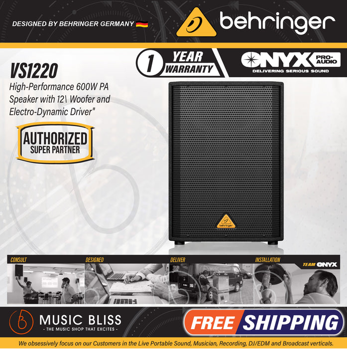 Behringer VS1220 600-Watt 12inch Passive Speaker - Music Bliss Malaysia