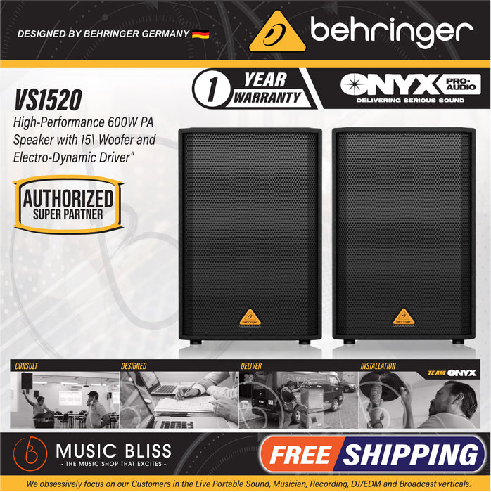 Behringer VS1520 600-Watt 15inch Passive Speaker - Pair - Music Bliss Malaysia