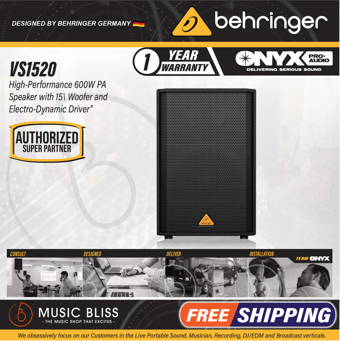 Behringer VS1520 600-Watt 15inch Passive Speaker - Music Bliss Malaysia