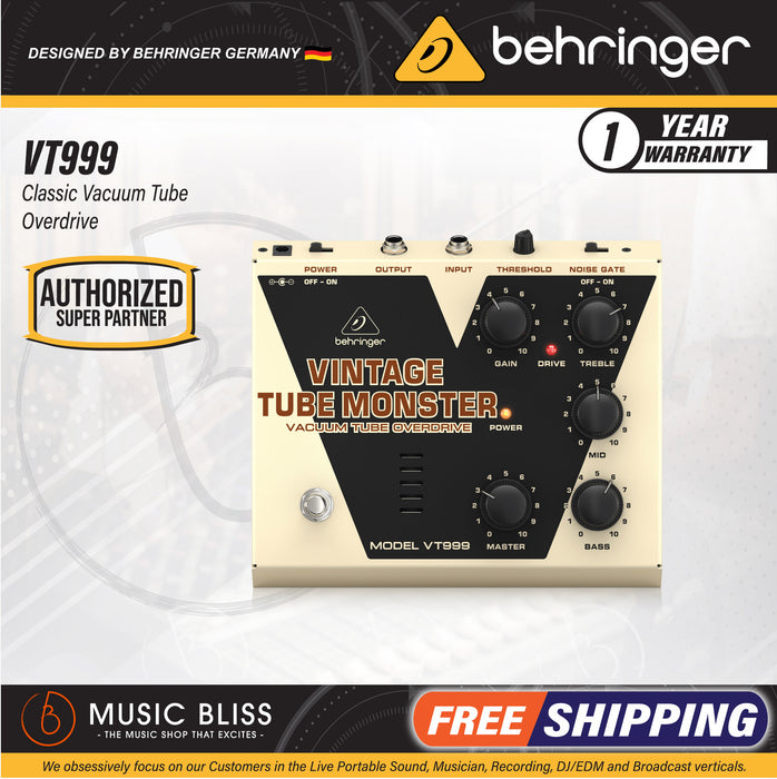 Behringer VT999 Vintage Tube Monster Overdrive Effects Pedal - Music Bliss Malaysia