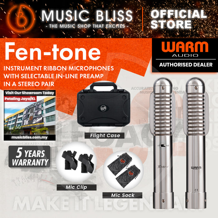Warm Audio WA-2FT Fen-Tone Instrument Ribbon Microphone With Selectable In-Line Preamp - Stereo Pair