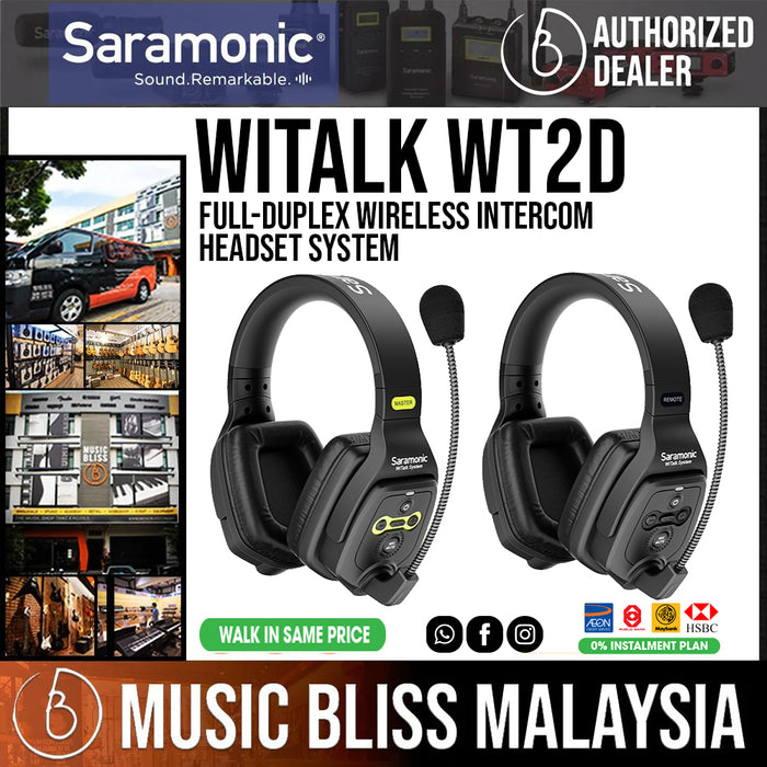 Saramonic WiTalk WT2D Full-Duplex Wireless Intercom Headset System with Dual-Ear Headsets - Music Bliss Malaysia