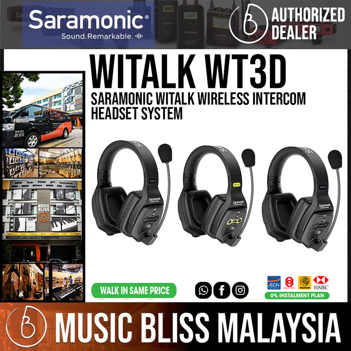 Saramonic WiTalk WT3D 3-Person Full-Duplex Wireless Intercom System with Dual-Ear Headsets - Music Bliss Malaysia
