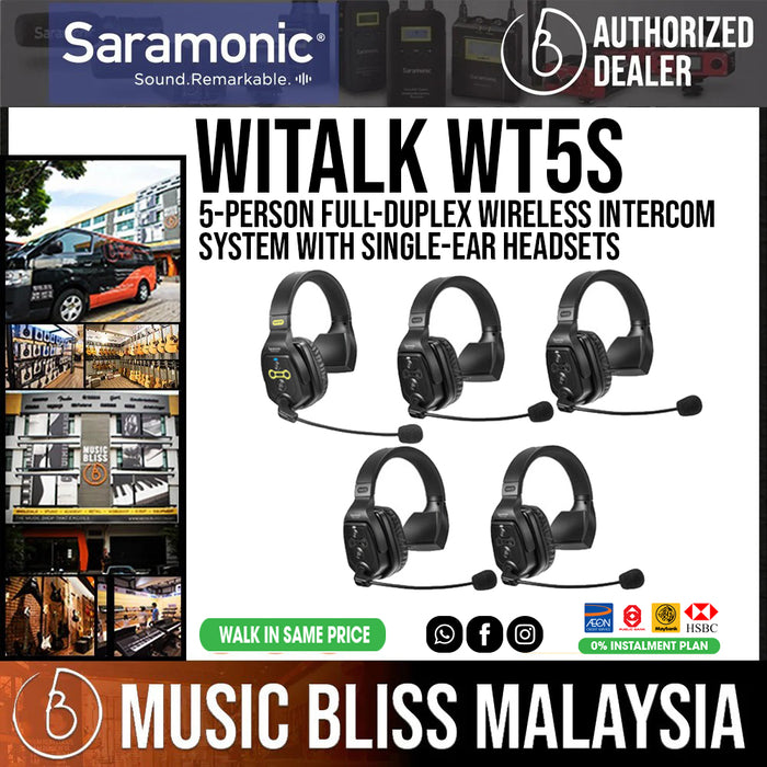Saramonic WiTalk WT5S 5-Person Full-Duplex Wireless Intercom System with Single-Ear Headsets - Music Bliss Malaysia
