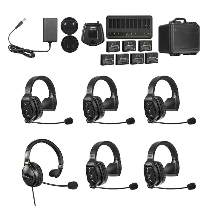 Saramonic WiTalk WT6S 6-Person Full-Duplex Wireless Intercom System with Single-Ear Remote Headsets - Music Bliss Malaysia