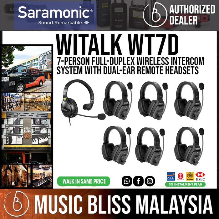 Saramonic WiTalk WT7D 7-Person Full-Duplex Wireless Intercom System with Dual-Ear Remote Headsets - Music Bliss Malaysia
