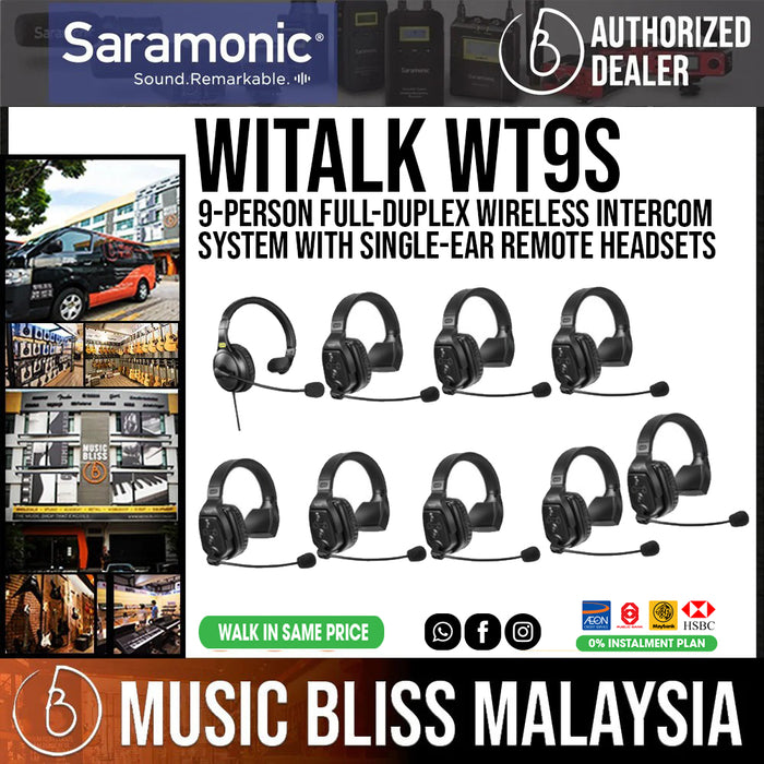 Saramonic WiTalk WT9S 9-Person Full-Duplex Wireless Intercom System with Single-Ear Remote Headsets - Music Bliss Malaysia