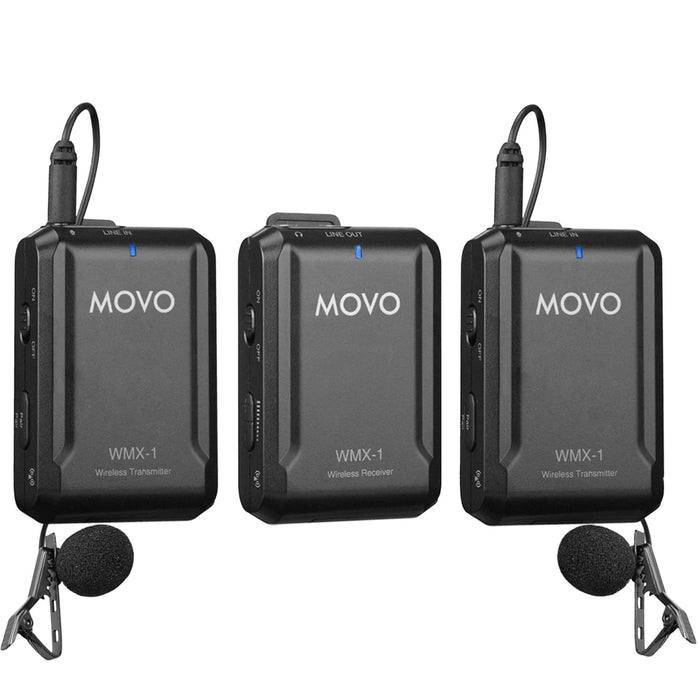 Movo WMX-1-DUO 2.4GHz Dual Wireless Lavalier Microphone System, Compatible with DSLR Cameras, Camcorders, iPhone, Android Smartphones, and Tablets, 200ft Audio Range, Great for Teaching Tutorials - Music Bliss Malaysia
