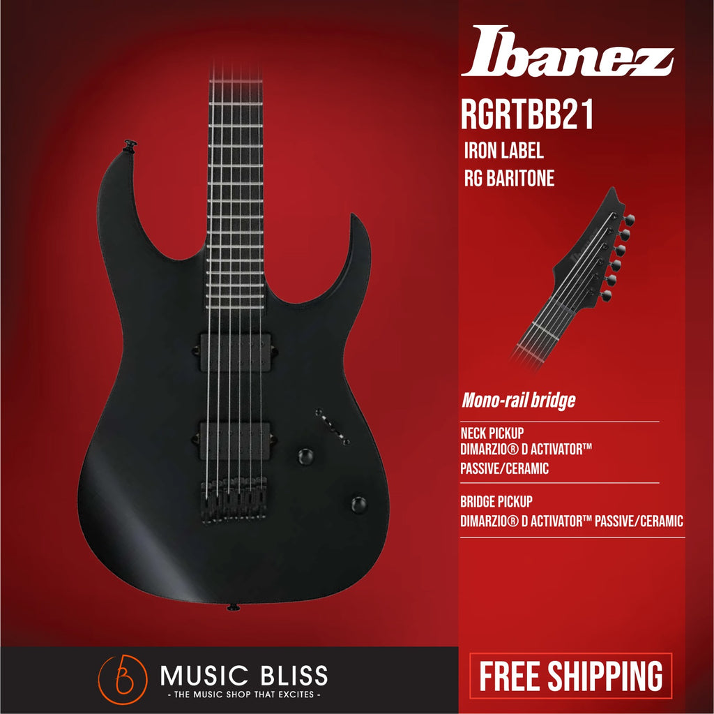Ibanez RGRTBB21 Iron Label RG Baritone Black Flat Music Bliss