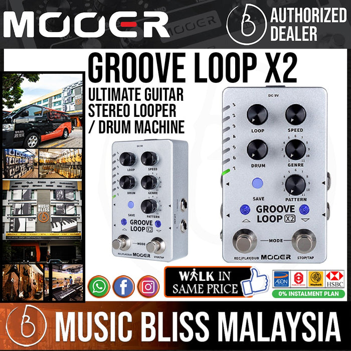 Mooer Groove Loop X2 Stereo Looper Drum Machine Music Bliss