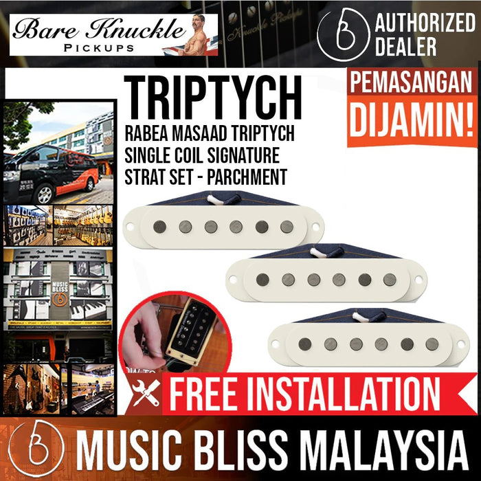 Bare Knuckle Pickups Rabea Masaad Triptych Single Coil Signature Strat Set - Parchment - Music Bliss Malaysia