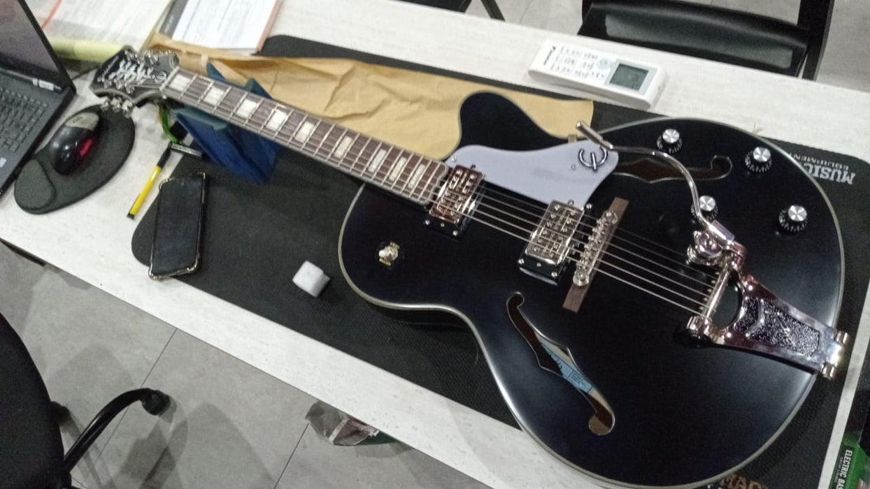 B STOCK (BS-257) Epiphone Emperor Swingster Hollowbody Electric Guitar - Black Aged Gloss