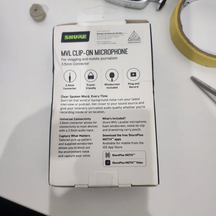 B STOCK (BS-238) Shure MVL Mobile Lavalier Microphone