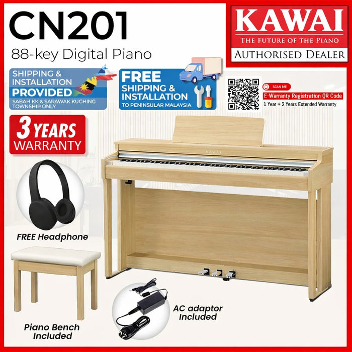 Kawai CN201 Digital Piano - Light Oak