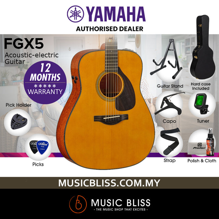 Yamaha Red Label FGX5 Acoustic-Electric Guitar with Hardcase - Natural