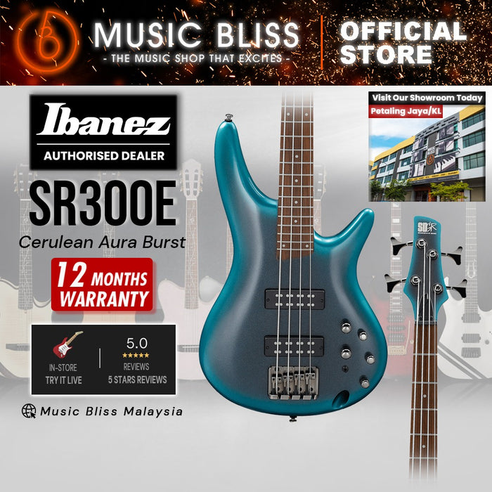 Ibanez Standard SR300E Electric Bass Guitar - Cerulean Aura Burst