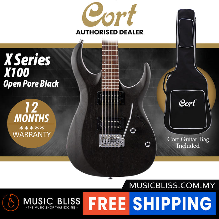 Cort X Series X100 Electric Guitar with Bag - Open Pore Black