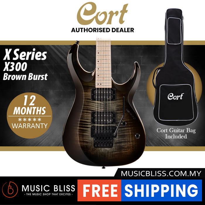Cort X Series X300 Electric Guitar with Bag - Brown Burst