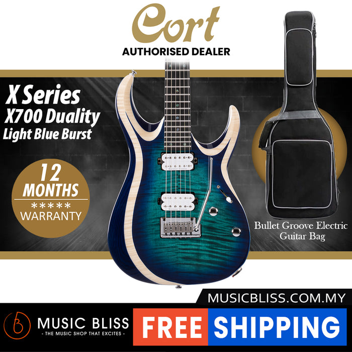 Cort X Series X700 Duality Electric Guitar with Bag - Light Blue Burst