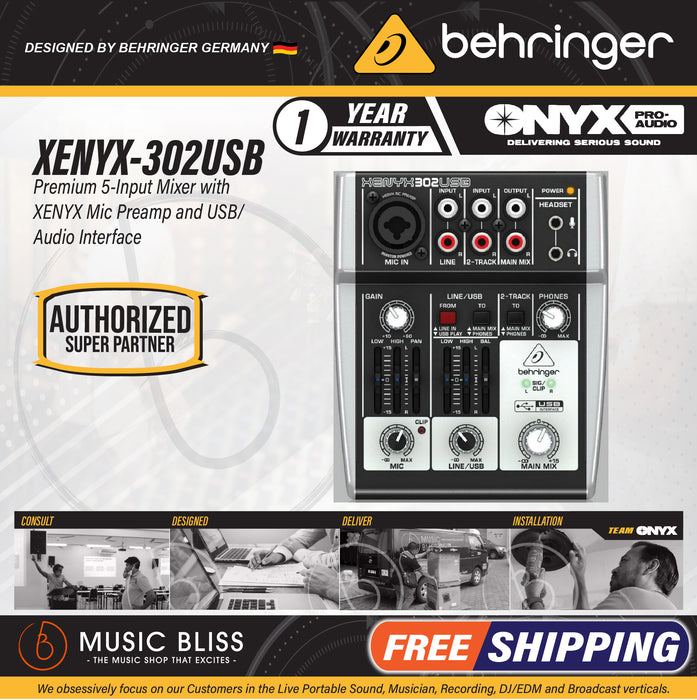 Behringer XENYX 302USB Analog Mixer with USB - Music Bliss Malaysia
