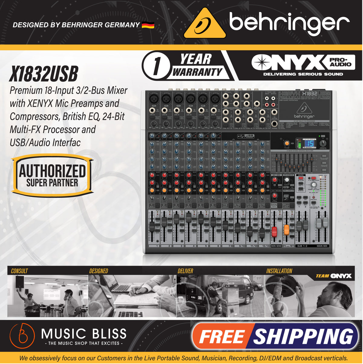 Behringer XENYX X1832USB 14-channel Mixer with USB and Effects