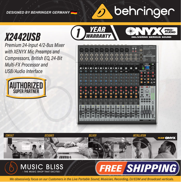 Behringer XENYX X2442USB Mixer with USB and Effects - Music Bliss Malaysia