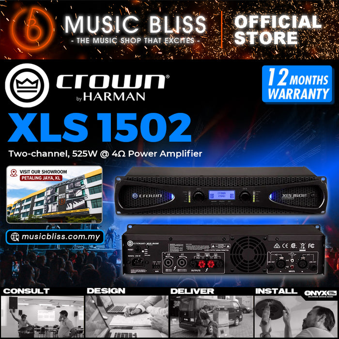 Crown XLS 1502 2-channel Power Amplifier, 300W @ 8Ω