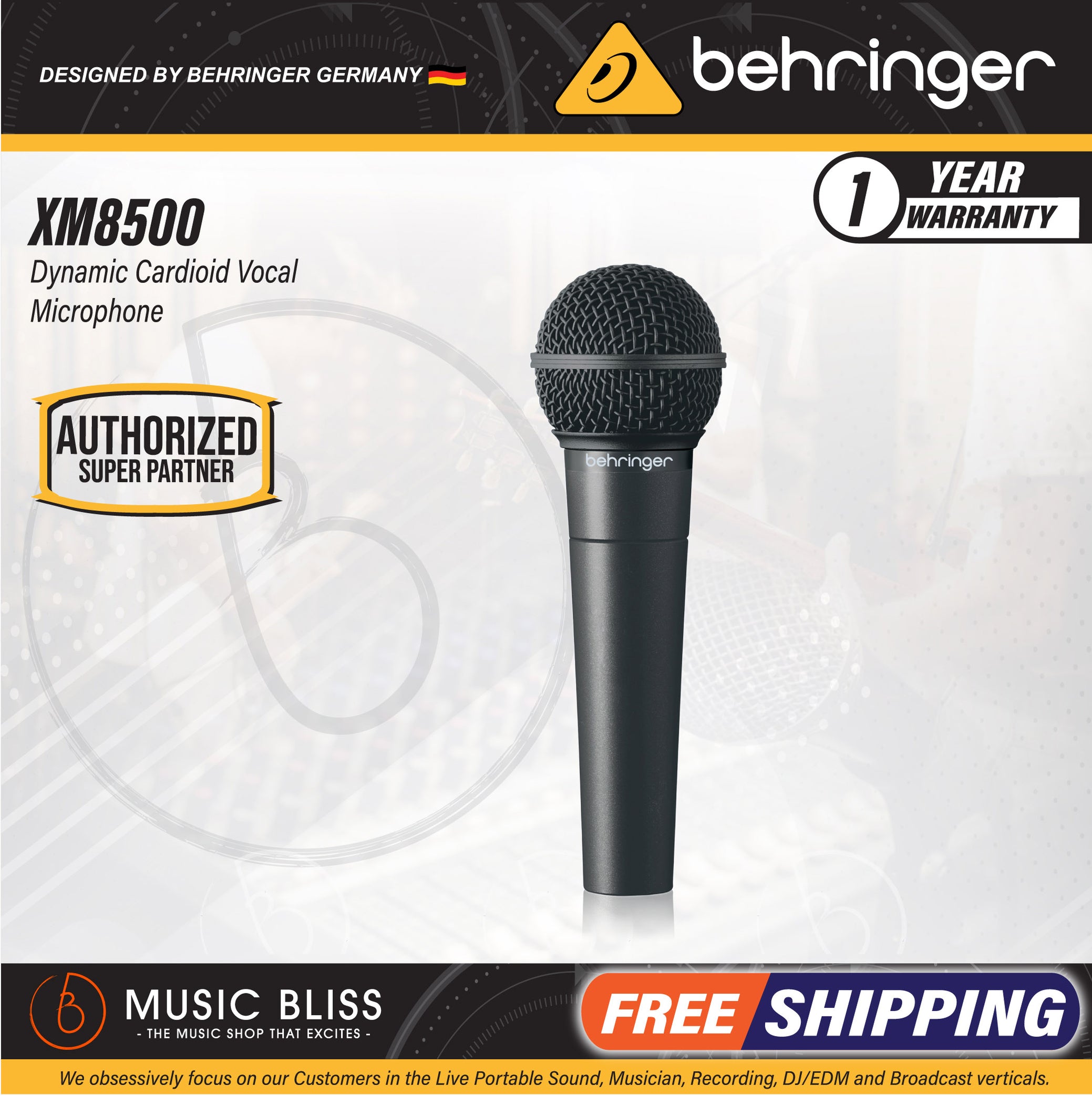 Behringer XM8500 Dynamic Vocal Microphone | Music Bliss Malaysia