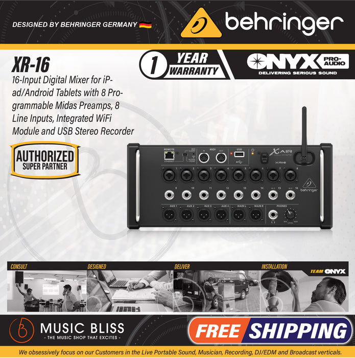 Behringer X Air XR16 Tablet-controlled Digital Mixer - Music Bliss Malaysia