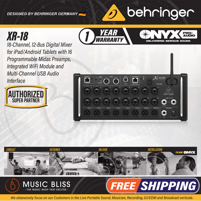Behringer X Air XR18 Tablet-controlled Digital Mixer - Music Bliss Malaysia