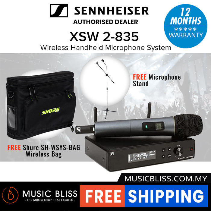 Sennheiser XSW 2-835 Wireless Handheld Microphone System with FREE Microphone Stand