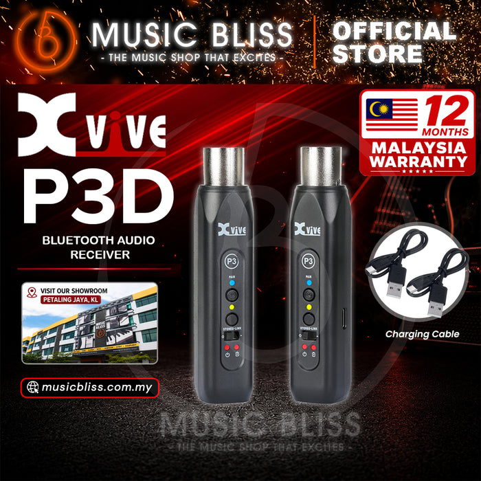 Xvive P3 Bluetooth Wireless Receiver for Mixers and Active PA Speakers - Stereo Pair