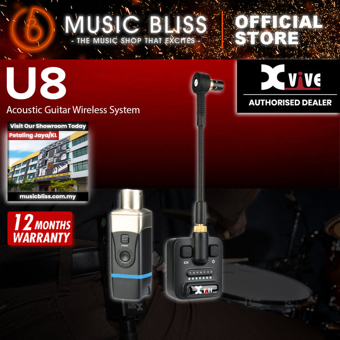 Xvive U8 Supercardoid Microphone Wireless System For Acoustic Guitar - With Travel Hard Case