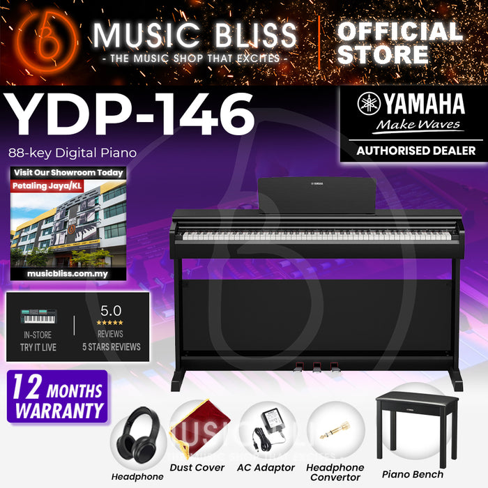 Yamaha Arius YDP-146 88-Keys Digital Piano with FREE Bench - Black