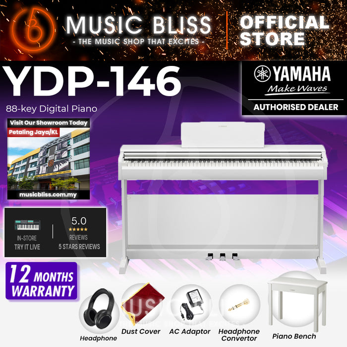Yamaha Arius YDP-146 88-Keys Digital Piano with FREE Bench - White