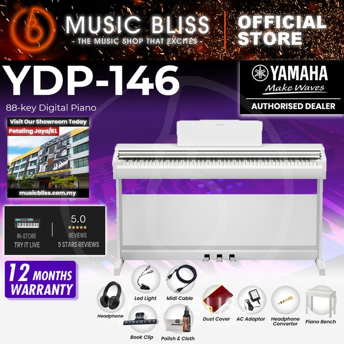 Yamaha Arius YDP-146 88-Keys Digital Piano with FREE Bench - White