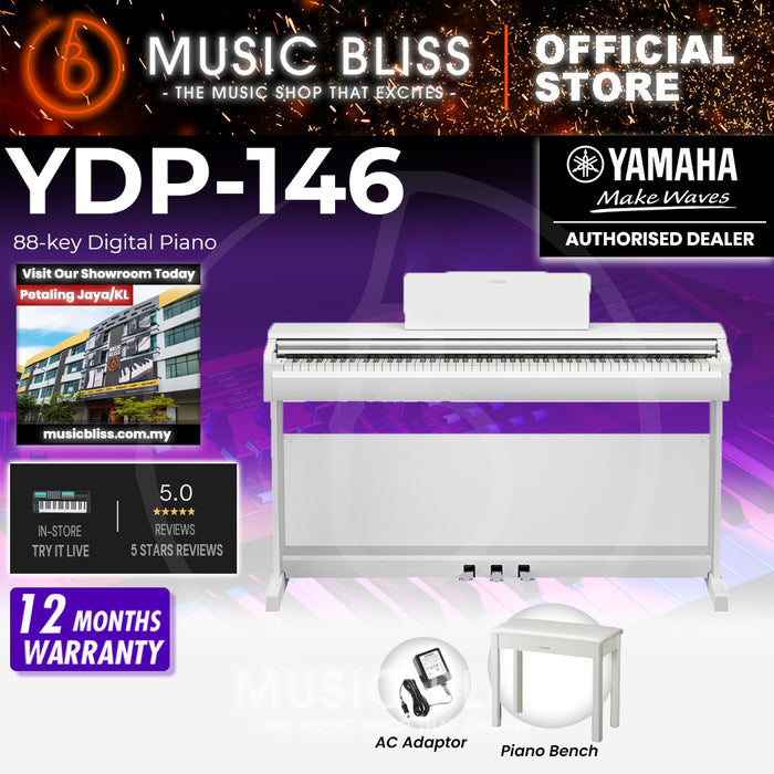 Yamaha Arius YDP-146 88-Keys Digital Piano with FREE Bench - White