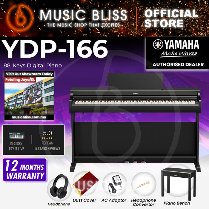 Yamaha Arius YDP-166 88-Keys Digital Piano with FREE Bench - Black
