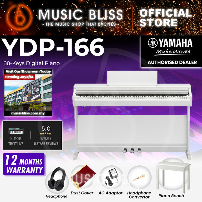 Yamaha Arius YDP-166 88-Keys Digital Piano with FREE Bench - White