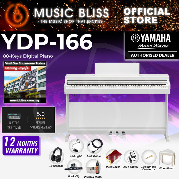 Yamaha Arius YDP-166 88-Keys Digital Piano with FREE Bench - White