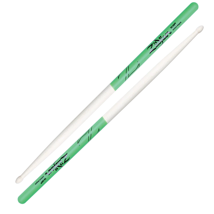 Zildjian Maple Dip Series Drumsticks - 5A - Wood Tip - Green
