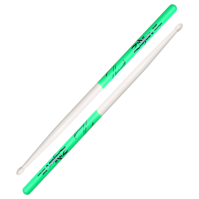 Zildjian Maple Dip Series Drumsticks - 5B - Wood Tip - Green