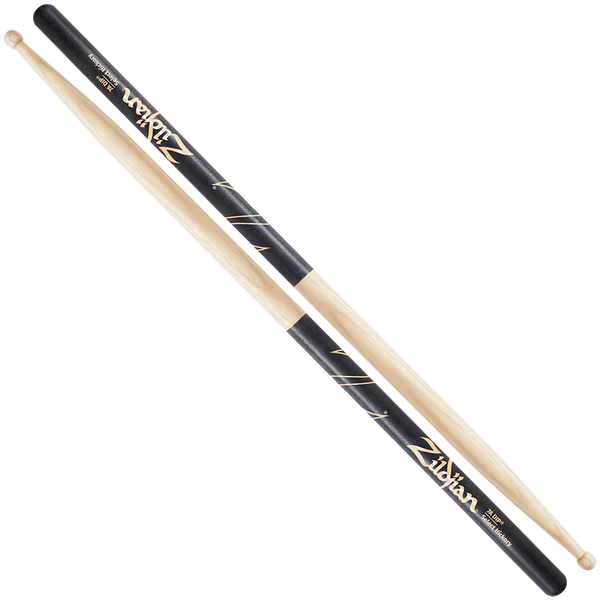 Zildjian Hickory Dip Series Drumsticks - 7A - Wood Tip - Black