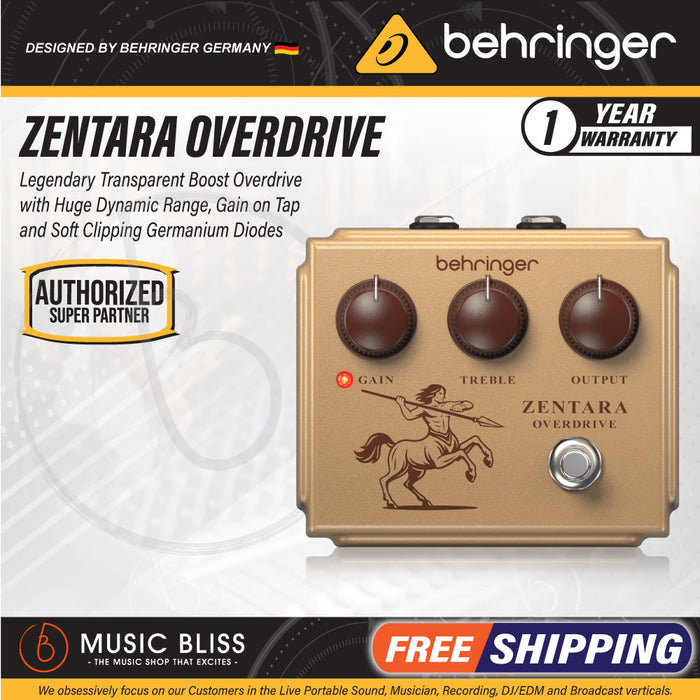 Behringer Zentara Overdrive Legendary Transparent Boost Overdrive Pedal