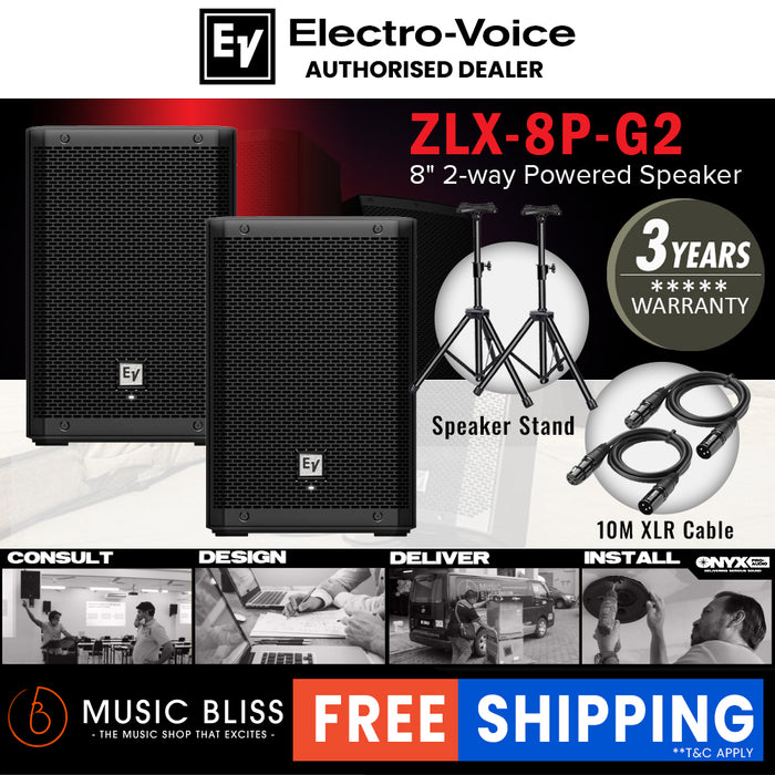 EV Electro-Voice ZLX-8P G2 1000W 8" Powered Speaker with Bluetooth