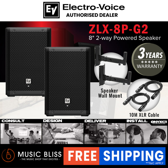 EV Electro-Voice ZLX-8P G2 1000W 8" Powered Speaker with Bluetooth