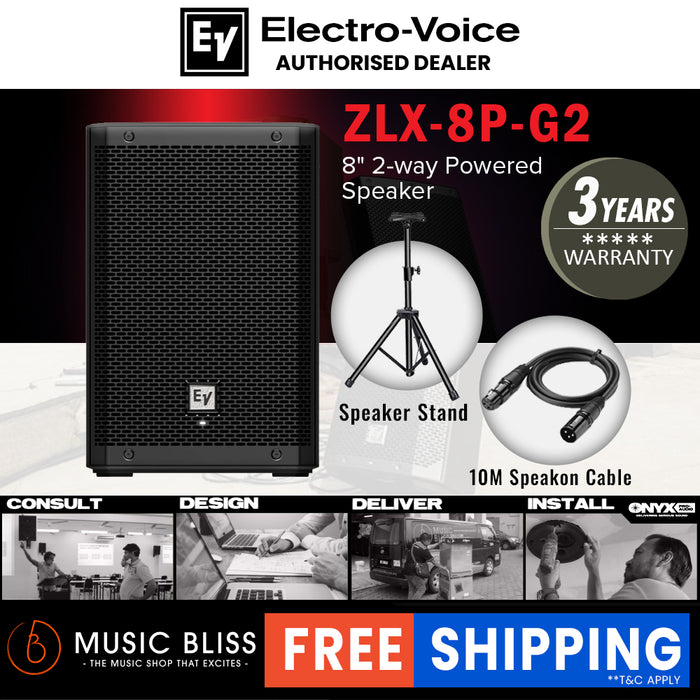 EV Electro-Voice ZLX-8P G2 1000W 8" Powered Speaker with Bluetooth